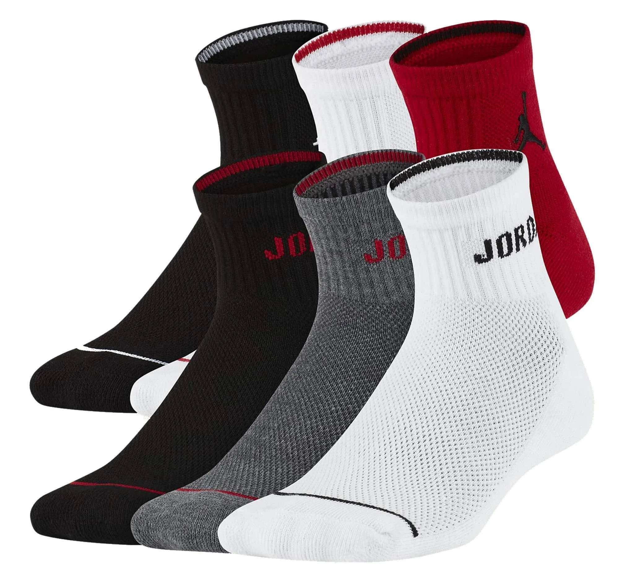 Jordan Jordan Legend Ankle 6 PACK Calcetines de deporte para niños, Talla: 27-35, Gym red/black