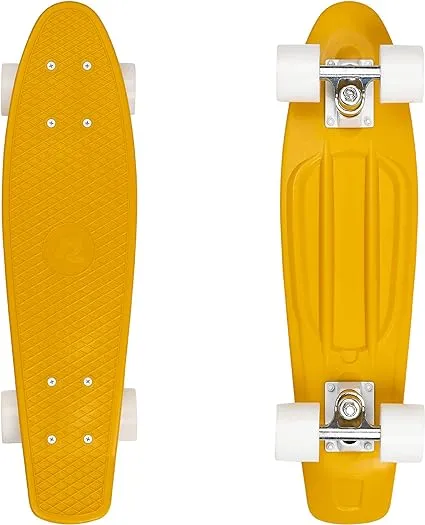 Retrospec Quip Mini Cruiser Skateboard 22.5" Classic Retro Plastic Cruiser Complete Skateboard with ABEC 7 Bearings and PU Wheels Compact Board w/Grippy, Molded Waffle Deck