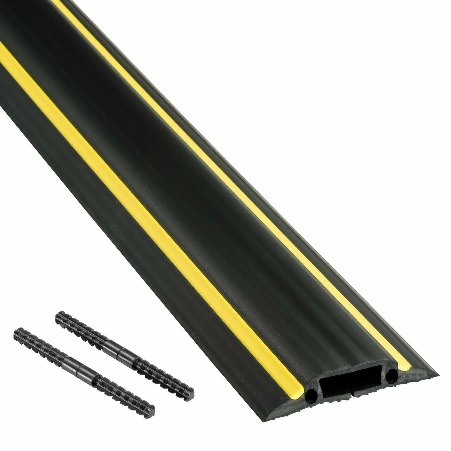 D-Line Floor Cord Cover / Cord Protector - FC83H/9M Medium Duty, Linkable | Protect Cords and Prevent a Trip Hazard | 30 FT Length - Cable Cavity 1 3/16” (W) x 3/8” (H) | Black and Yellow