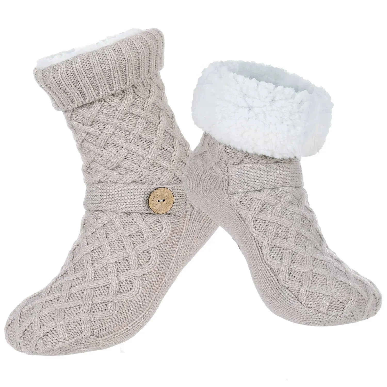 Winter Womens Warm Fluffy Slipper Socks, Soft Cozy Fuzzy Christmas Sock with Non-Slip Grippers for ladies Gifts