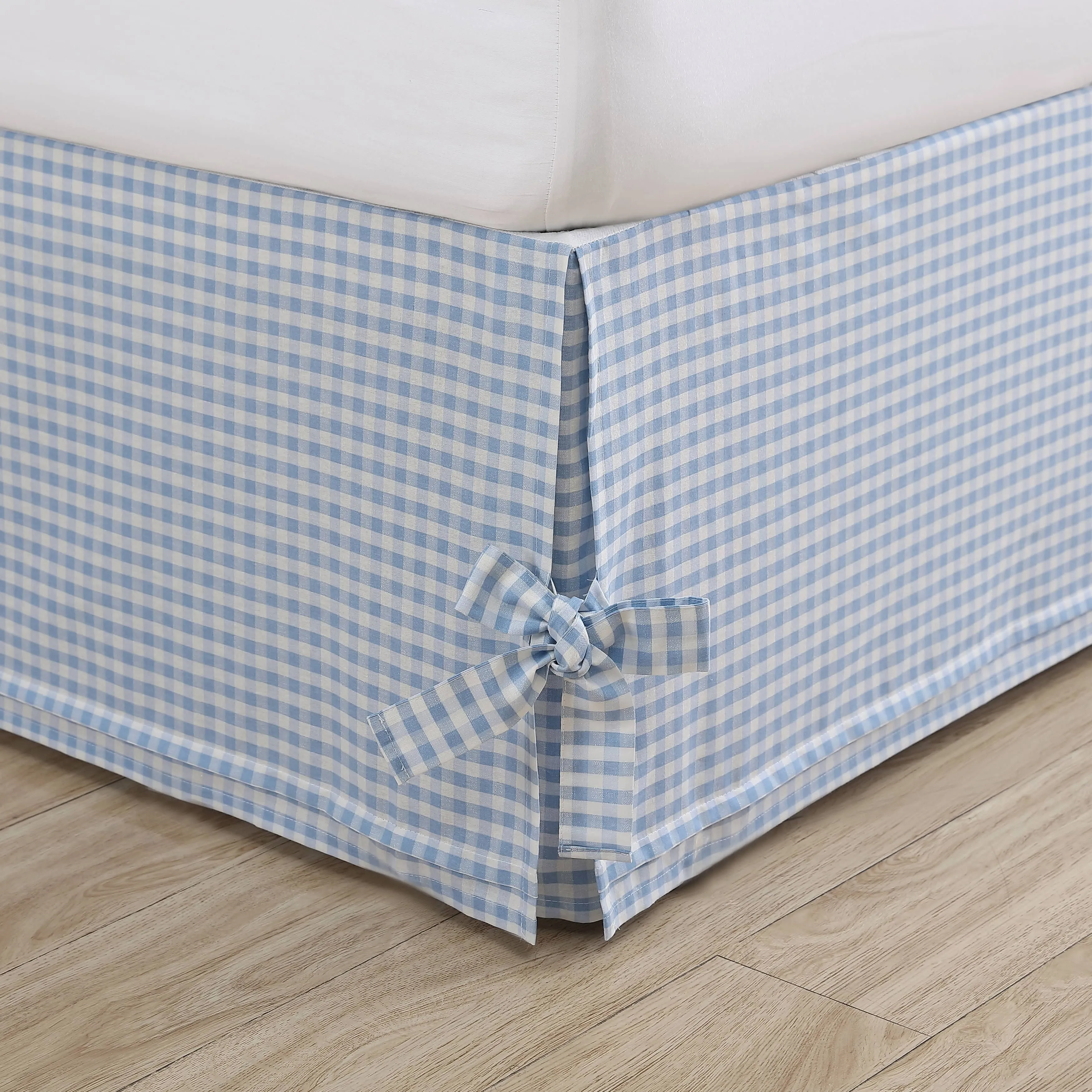 Laura Ashley Home - Cotton Ruffled Bedskirt, Lightweight & Classic Style (Hedy Blue, Queen)