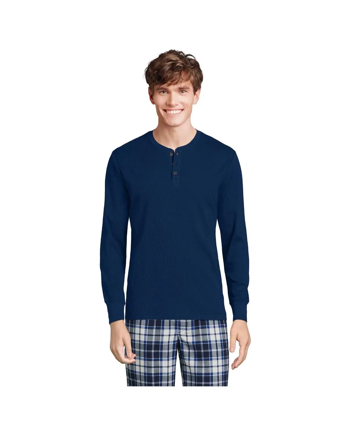 Lands&#039; End Men&#039;s Knit Rib Pajama Henley