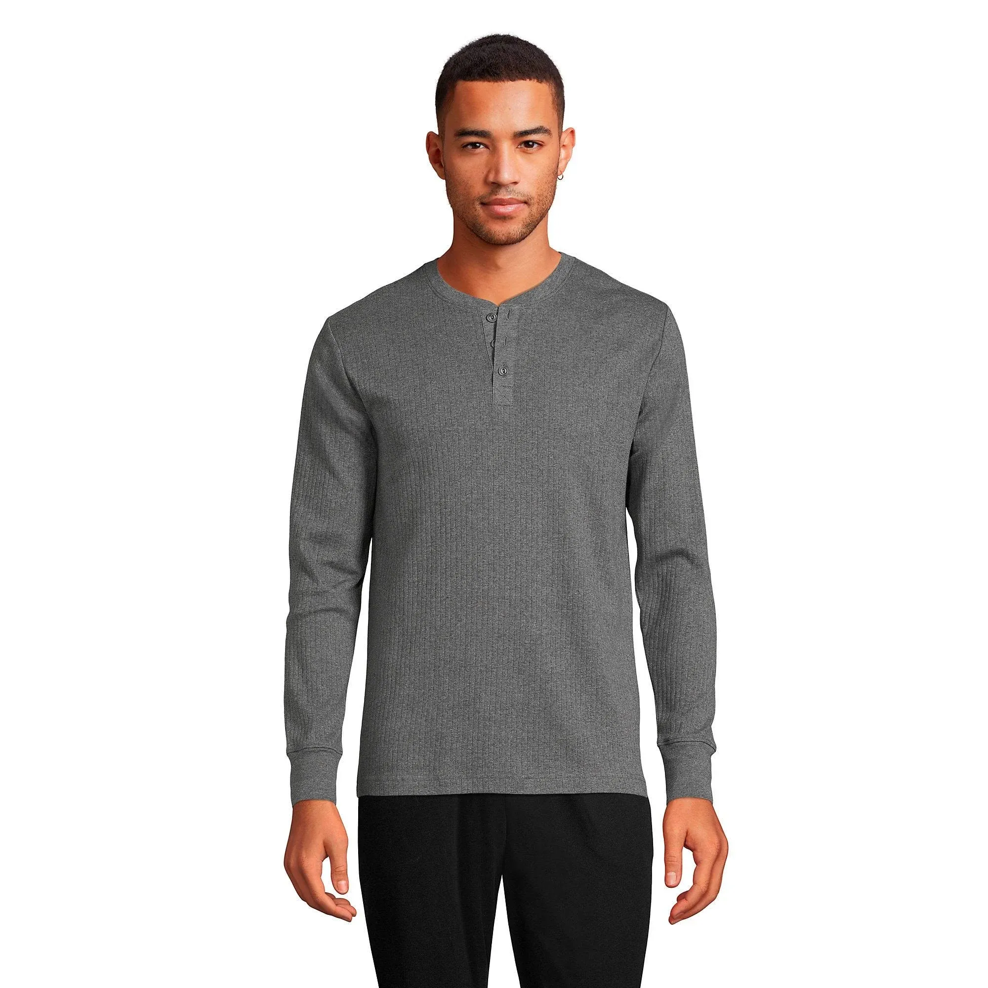 Big & Tall Lands' End Knit Ribbed Pajama Henley