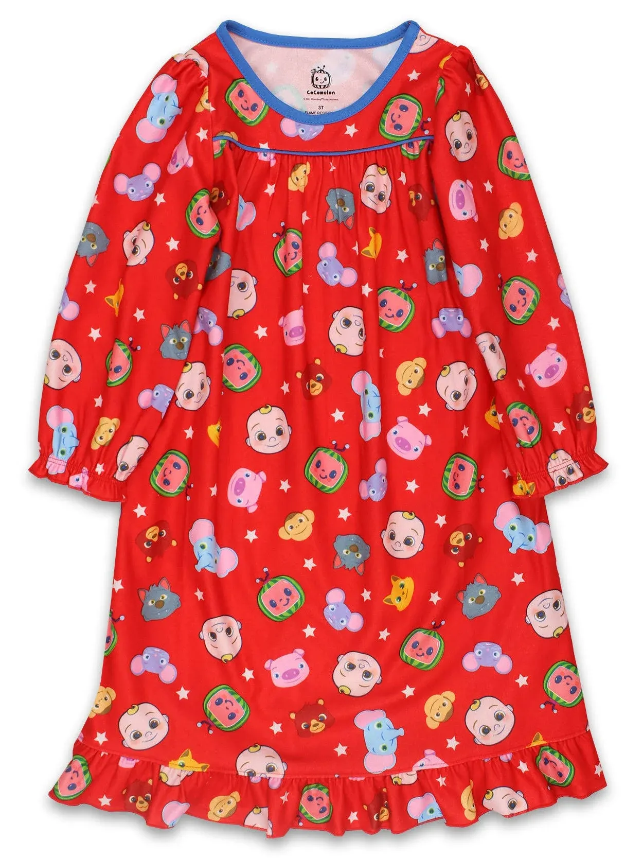 CoComelon Infant and Toddler Girls Flannel Granny Gown Nightgown Pajamas