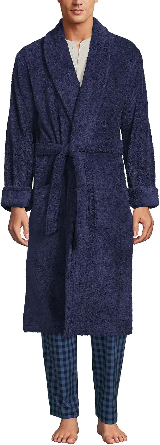 Lands' End Men's Calf Length Turkish Cotton Terry Bathrobe