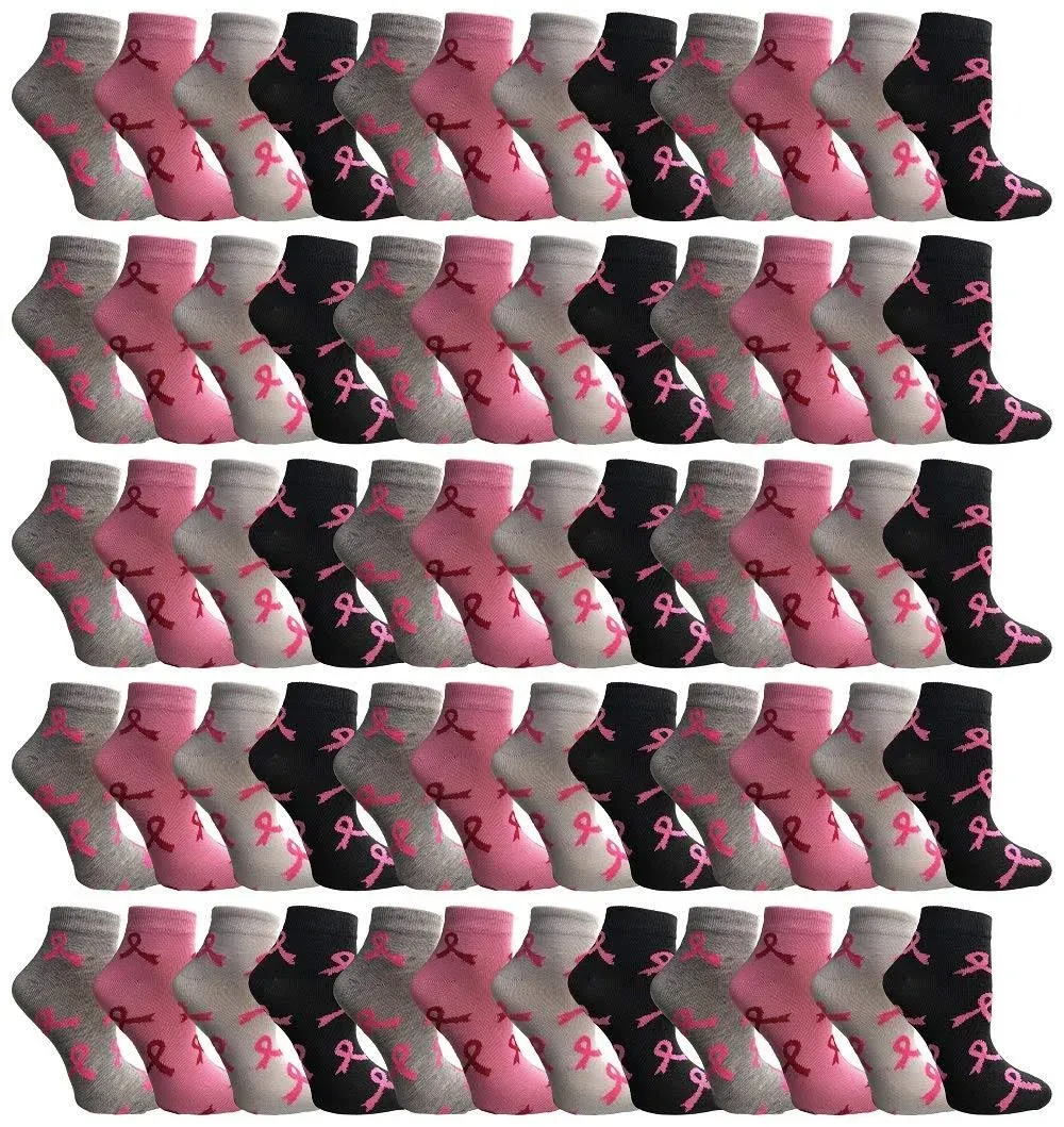 Pink Ribbon Breast Cancer Awareness Ankle/Crew Socks for Women