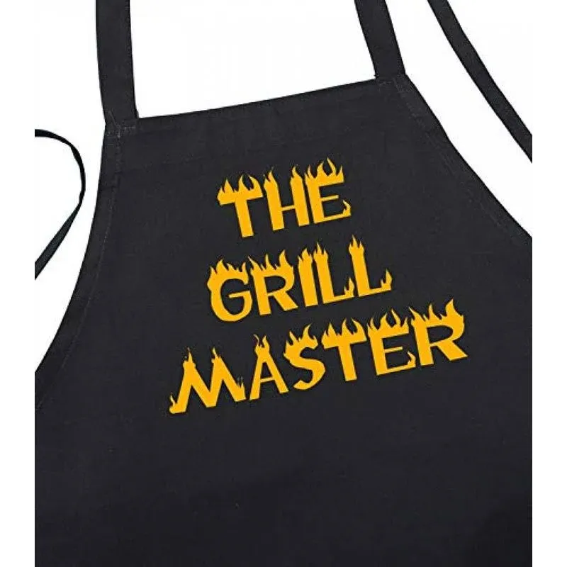 The Grill Master BBQ Aprons for Men, Black, One Size fits Most