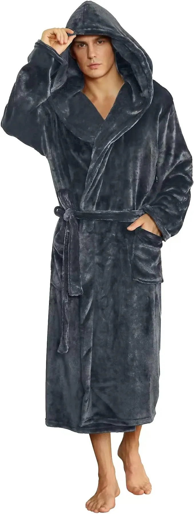 U2skiin Men's Fleece Hooded Robe