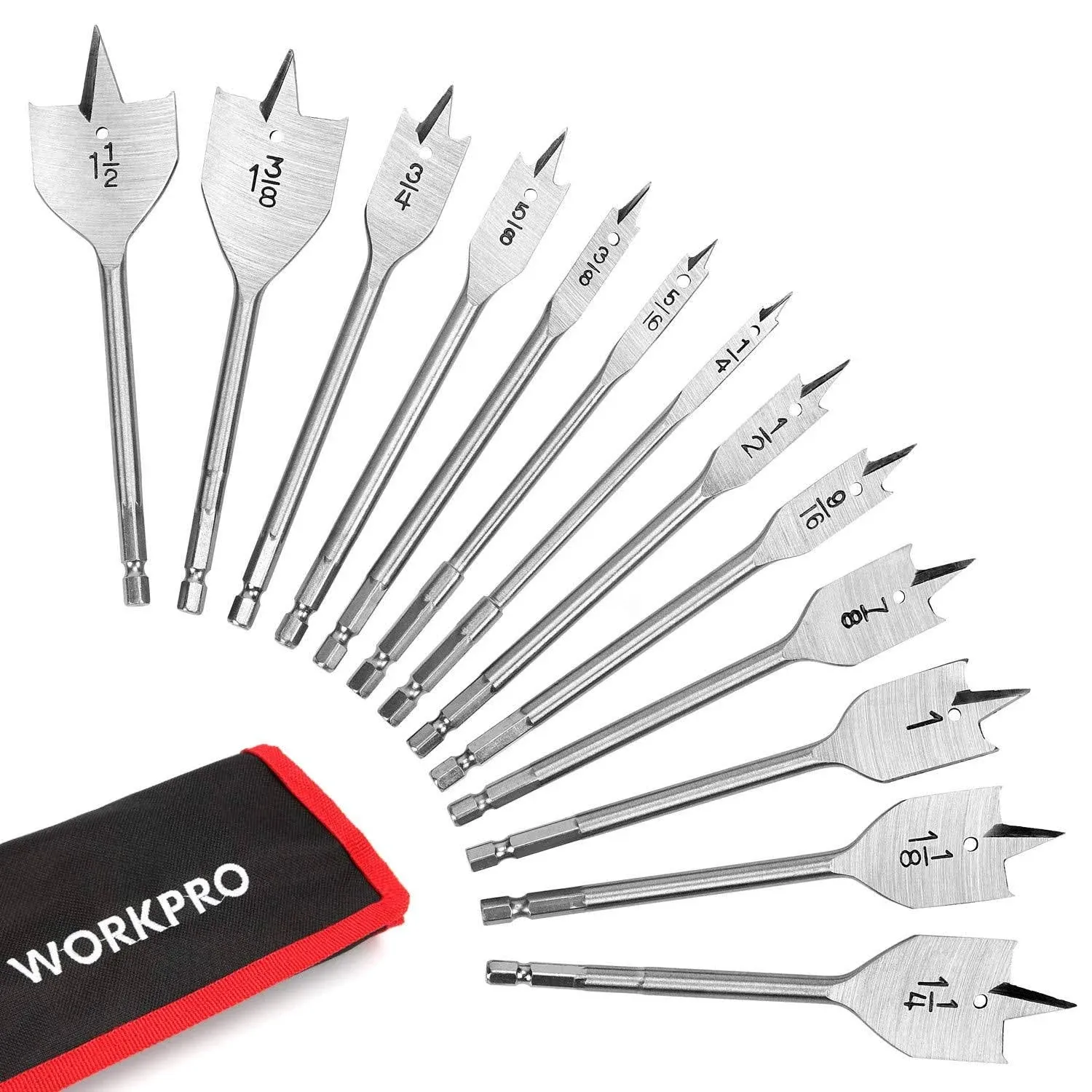 WORKPRO 13-Piece Spade Drill Bit Set