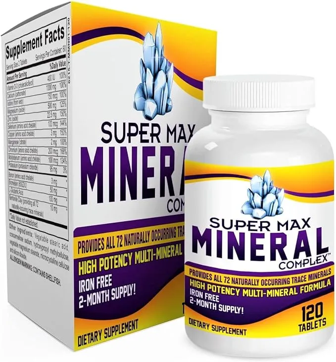 2 Month Multimineral Supplement (Iron Free) with 72 Trace Minerals Natural Multiminerals High Potency Multi Mineral