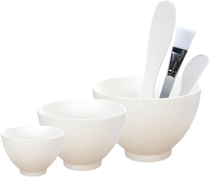 Appearus Facial Mask Mixing Bowl Set - Professional Spa Face Mask Mixing Tool (White)