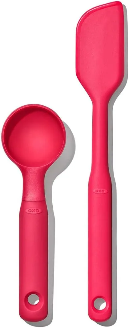 OXO Good Grips Medium Silicone Cookie Scoop & Small Spatula Set​, Medium Cookie Scoop & Small Spatula, Red