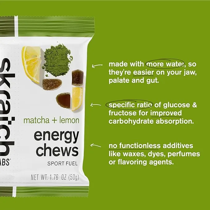 Skratch Labs Sport Energy Chews Matcha Green Tea & Lemon - 10 Pack