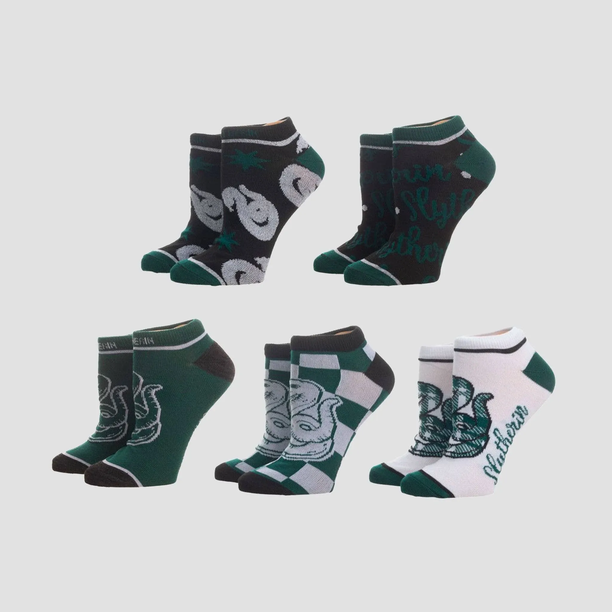 Bioworld Harry Potter Slytherin Ankle Socks for women- 5-Pack