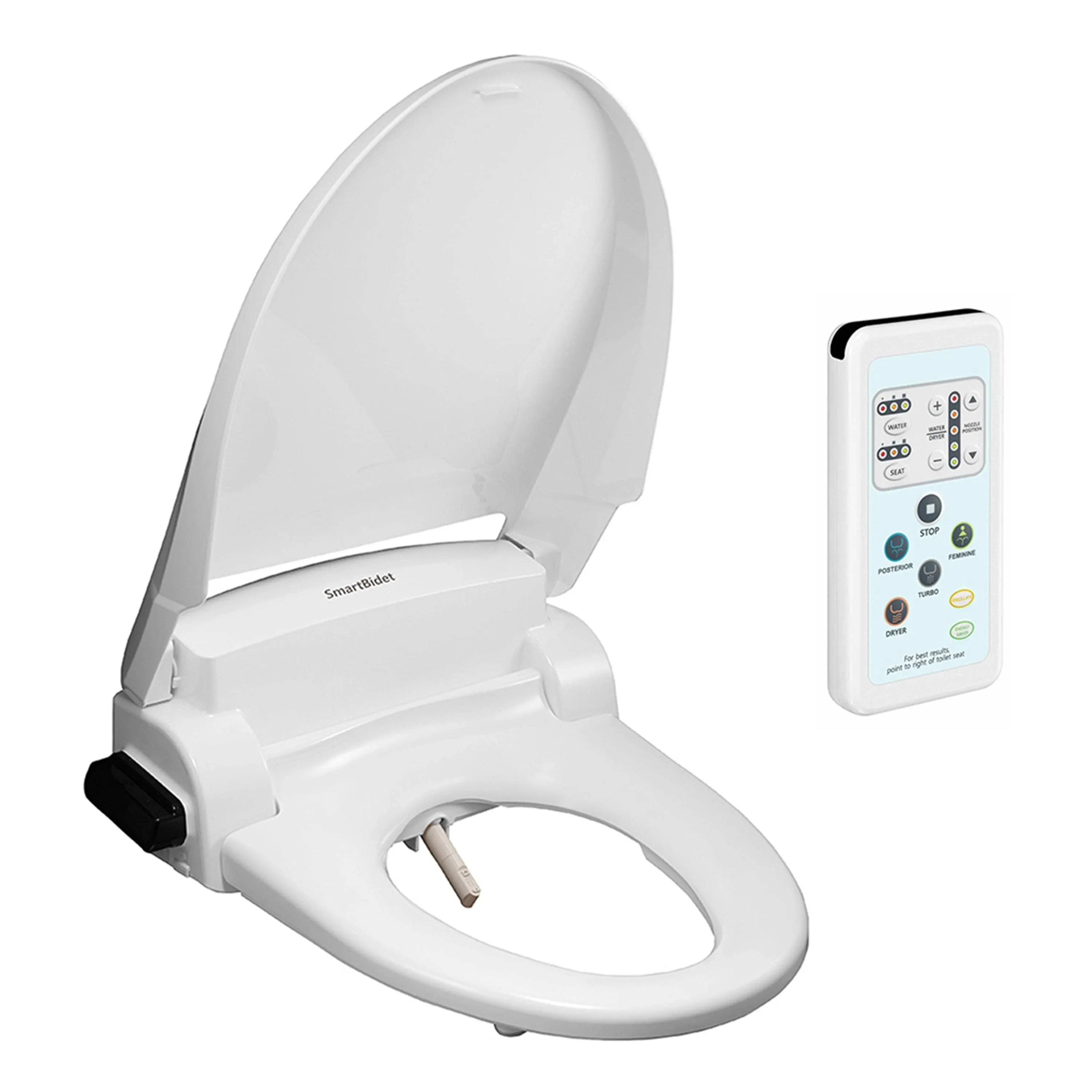 Smartbidet SB-1000WE Electric Bidet Toilet Seat with Heated Seating, Warm Air Dr