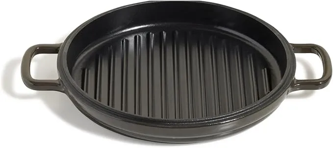 Cast Iron Hot Grill | Toxin-Free, Round, Enameled Cast Iron Grill Pan