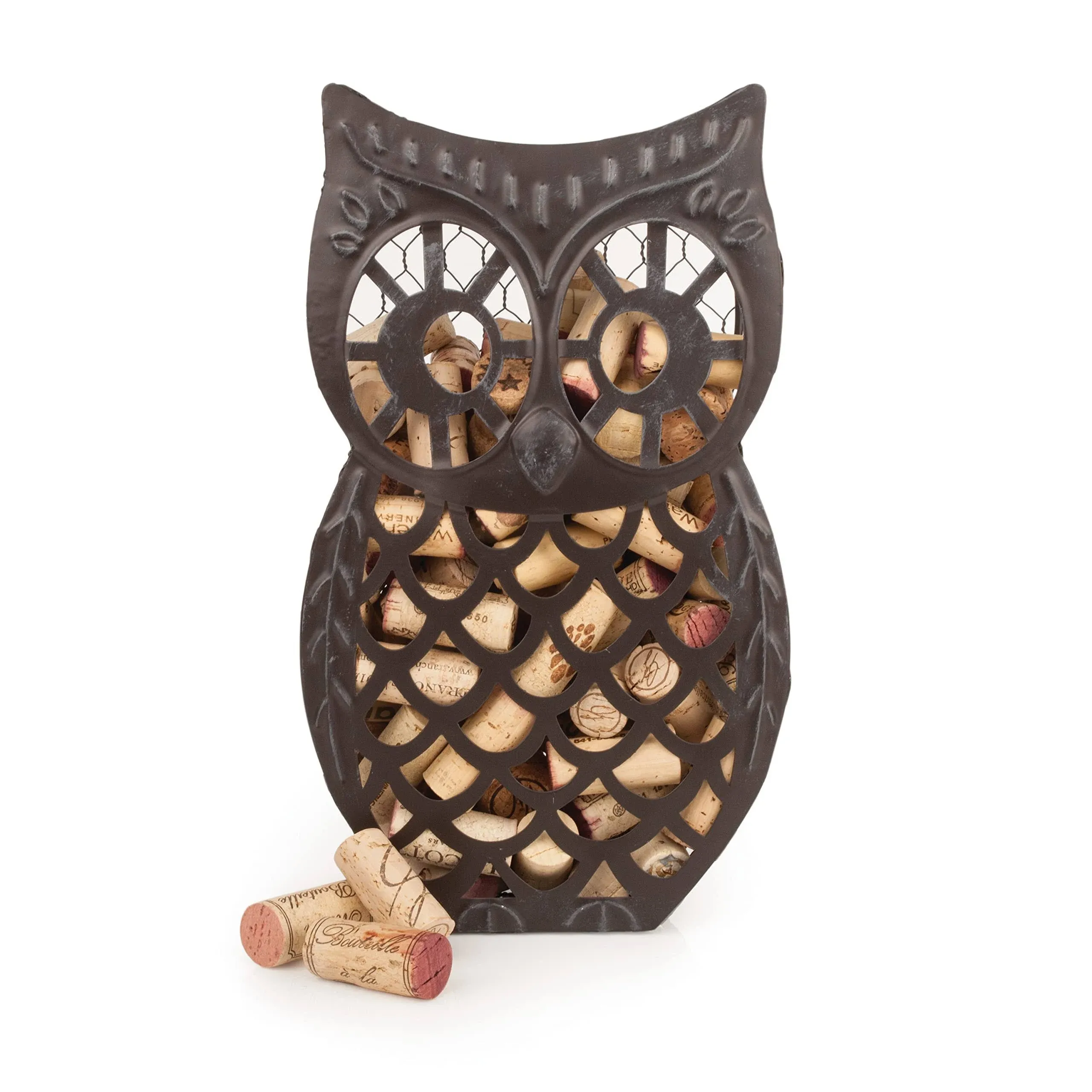 Twine Wise Owl Cork Holder, Decorative Wine Cork Storage and Decor, Set of 1