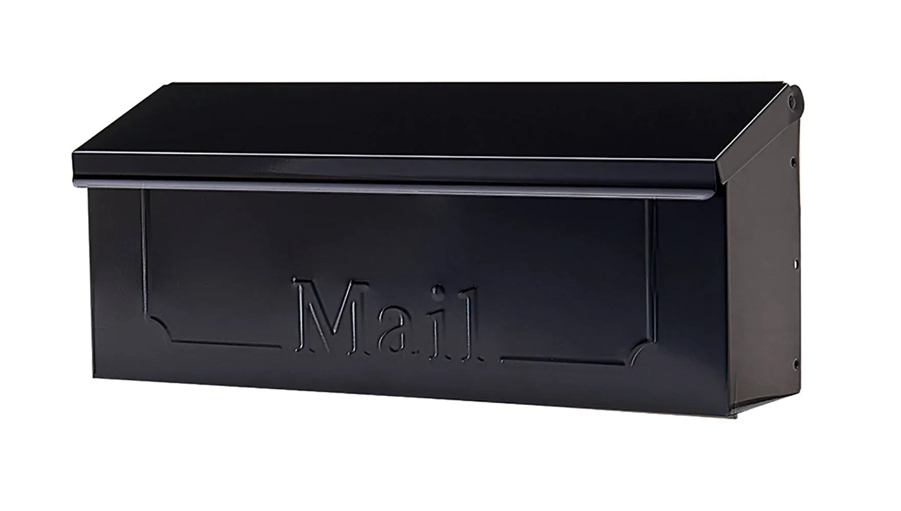 Townhouse Wall-Mount Mailbox, Small Horizontal, Black Steel