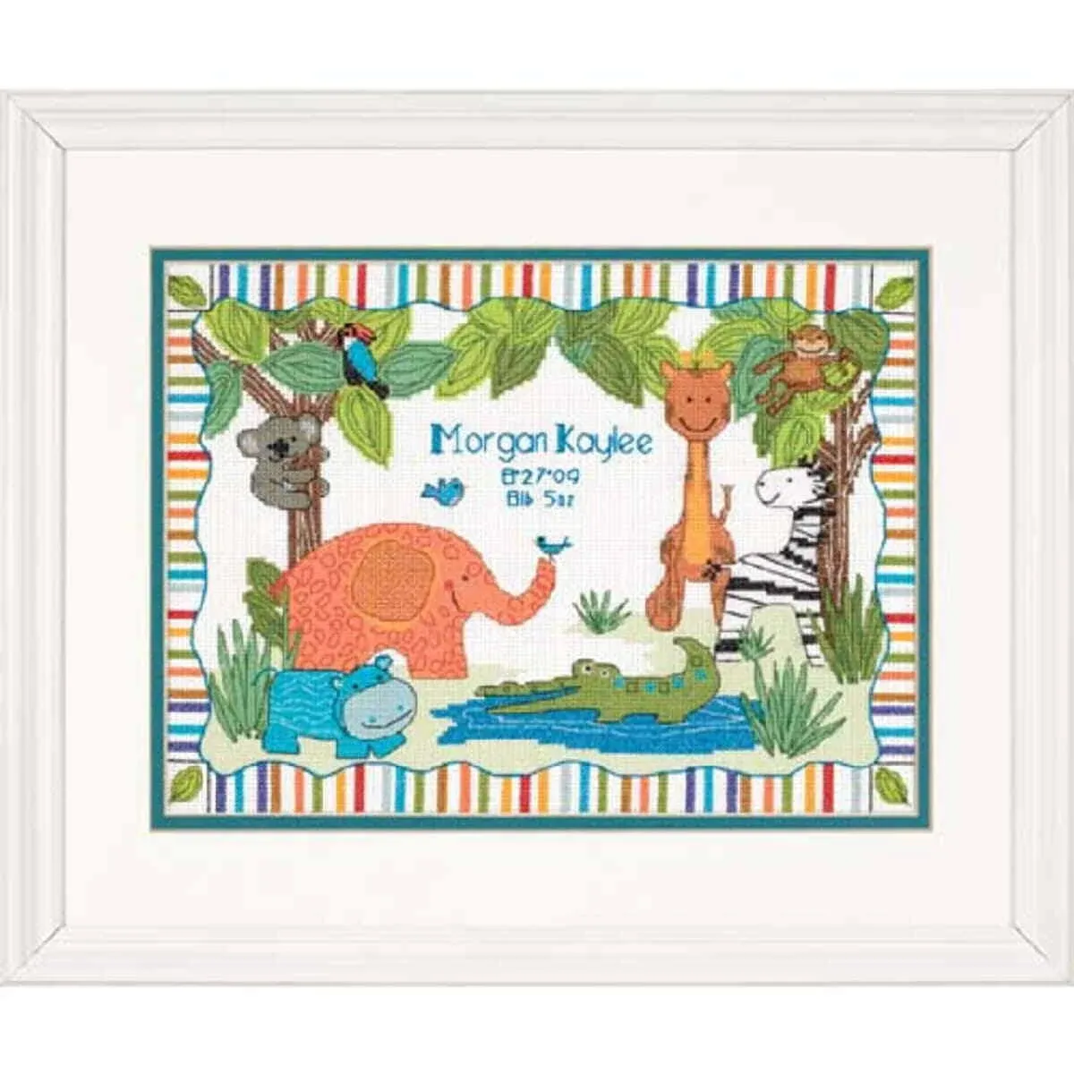 Dimensions Baby Hugs Mod Zoo Birth Record Counted Cross Stitch kit-12"x9" 14 Count