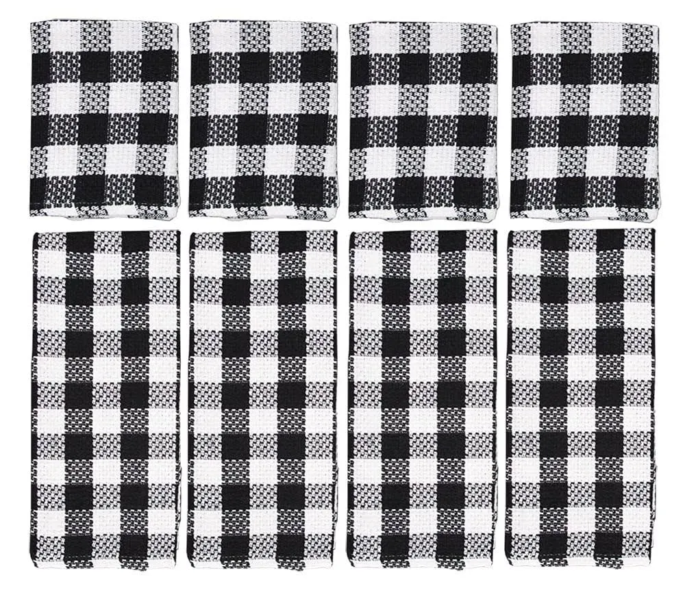 fillURbasket Buffalo Plaid Black Kitchen Towels and Dishcloths Set Check Dish ...