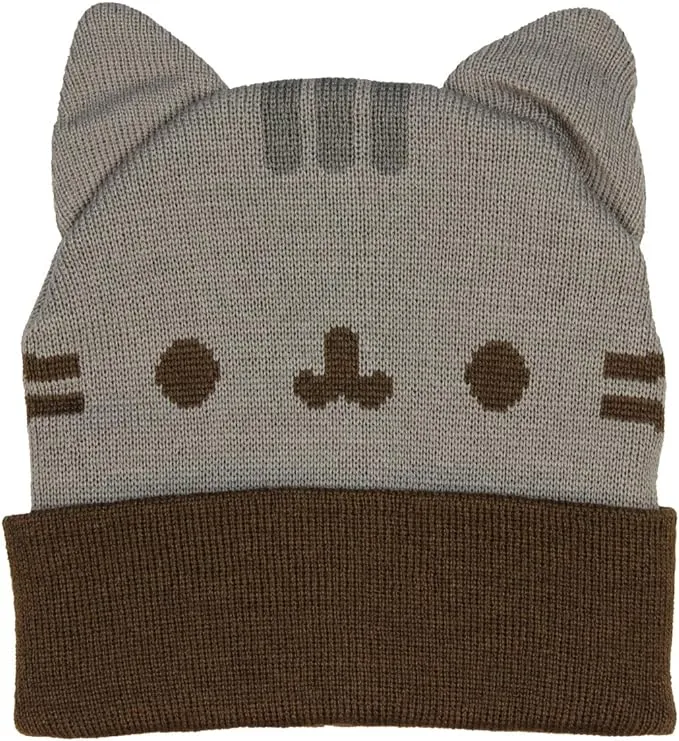 Pusheen Beanie Hat with Ears,Gray,Standard