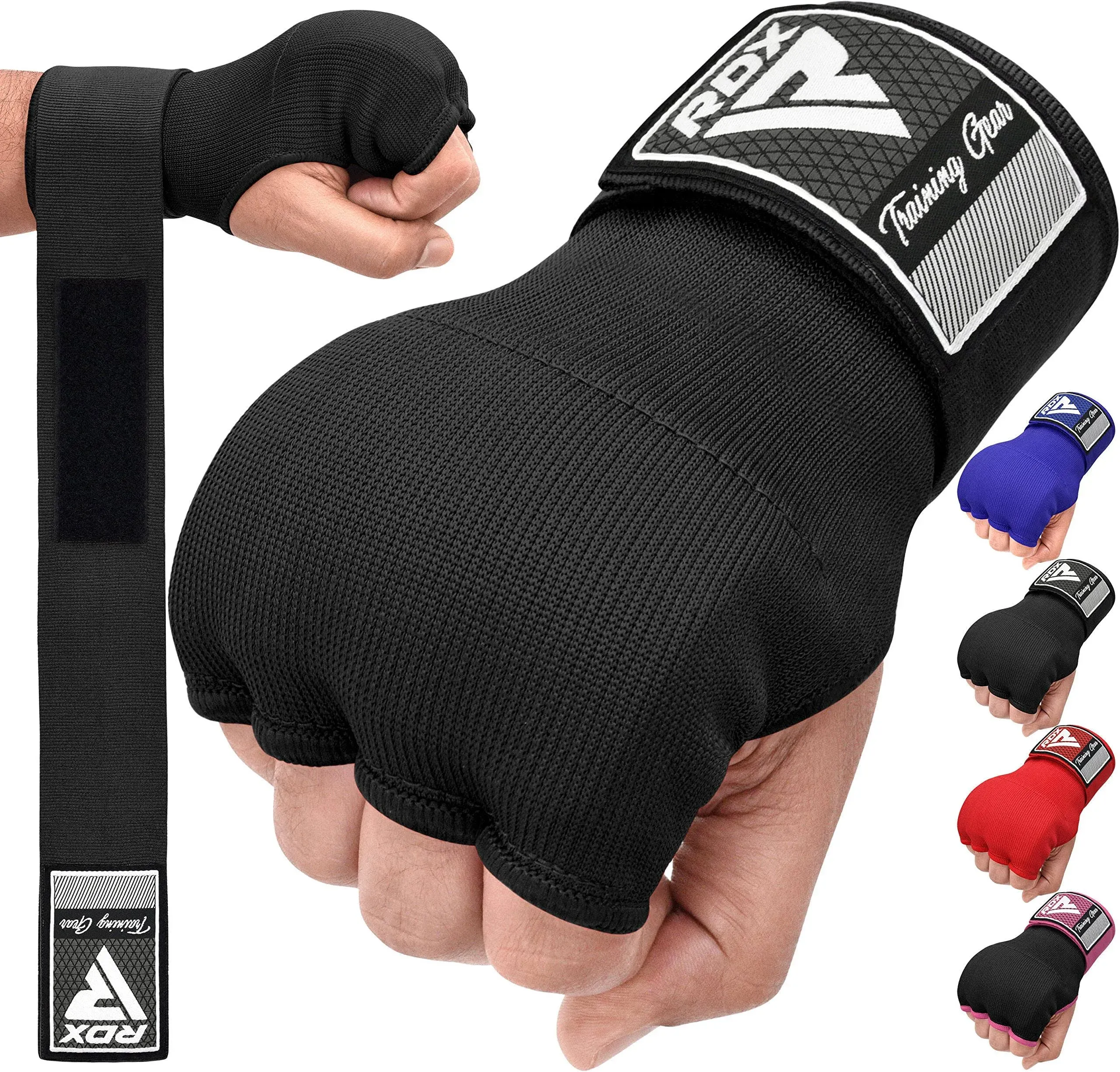 RDX Gel Boxing Hand Wraps Inner Gloves Men Women, Quick 75cm Long Wrist Straps, Elasticated Padded Fist Under Mitts Protection, Muay Thai MMA Kickboxing Martial Arts Punching Training Bandages