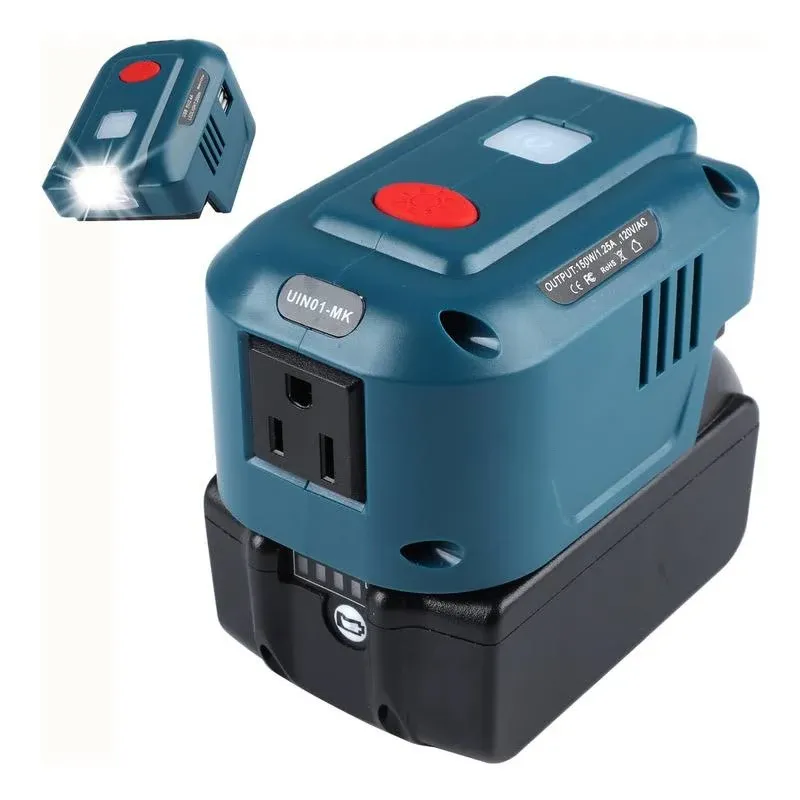 Portable Power Inverter for Makita 18V Battery,150W Power Station AC Outlet with Dual USB, DC 18V to AC 120V Inverter Generator/Power Supply Charger for Camping Travel RVs Home Use(Inverter Only)