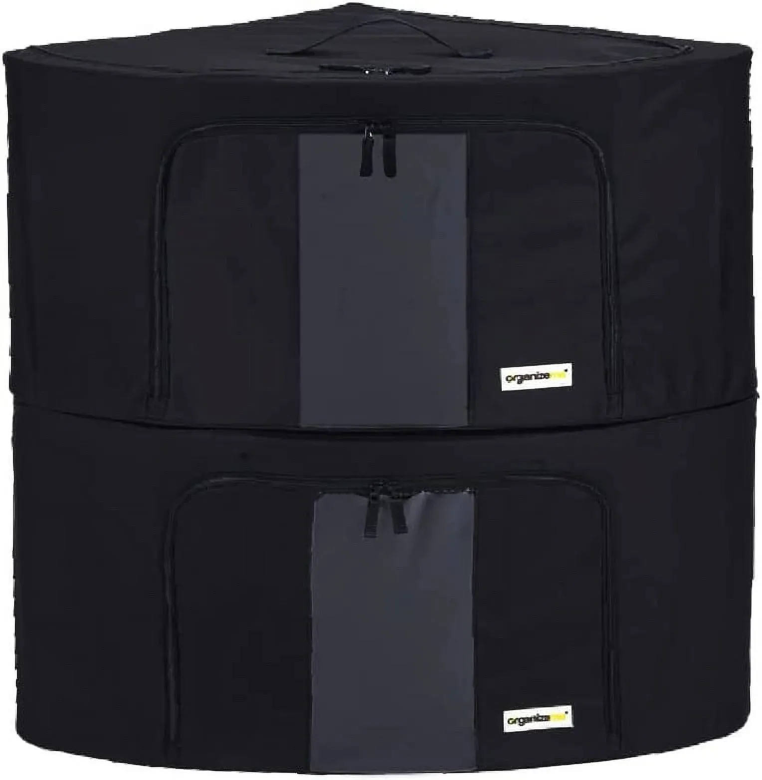 OrganizeMe 2 Pack Collapsible Corner Pop Up Bins - Medium - Black