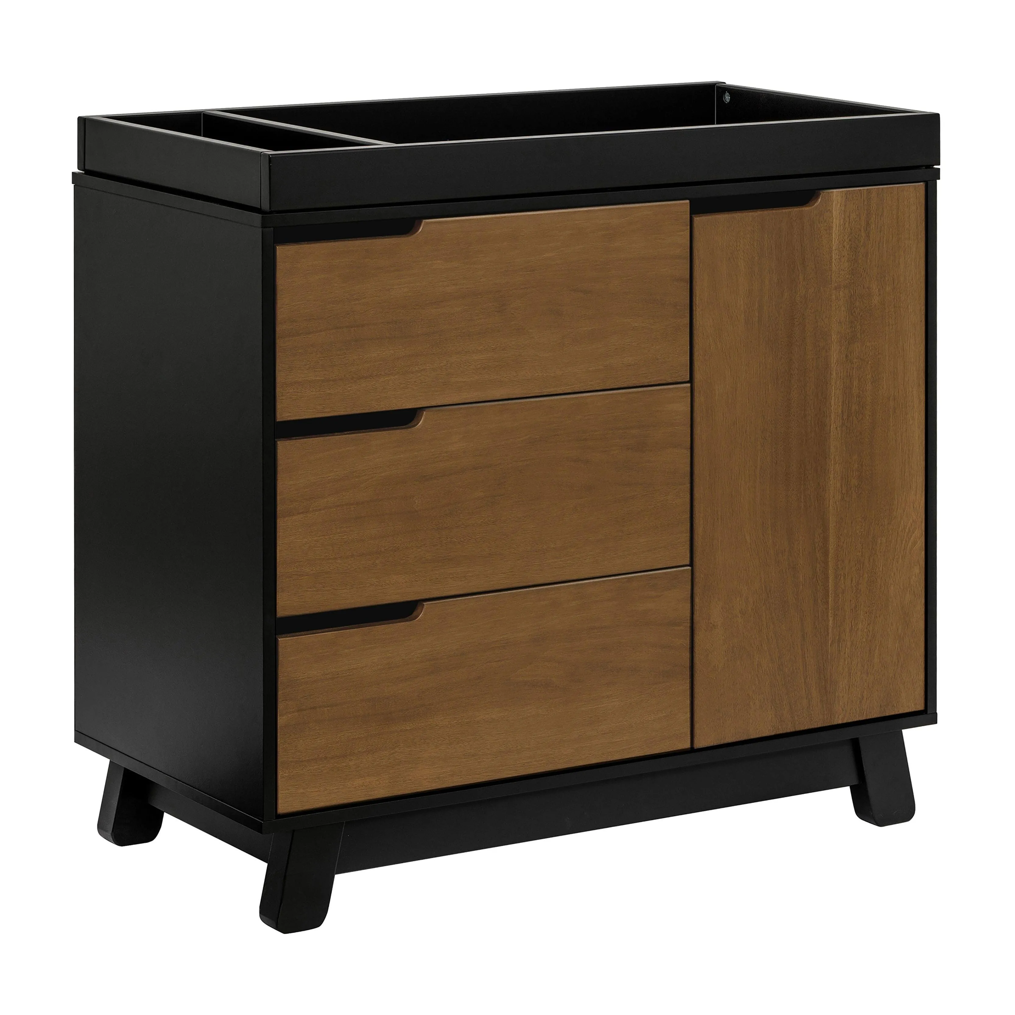 Babyletto Hudson 3-Drawer Changer Dresser with Removable Changing Tray - Black/Natural Walnut