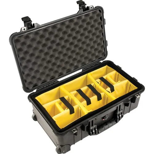 Pelican 1510 Carry On Case with Yellow and Black Divider Set (Black)