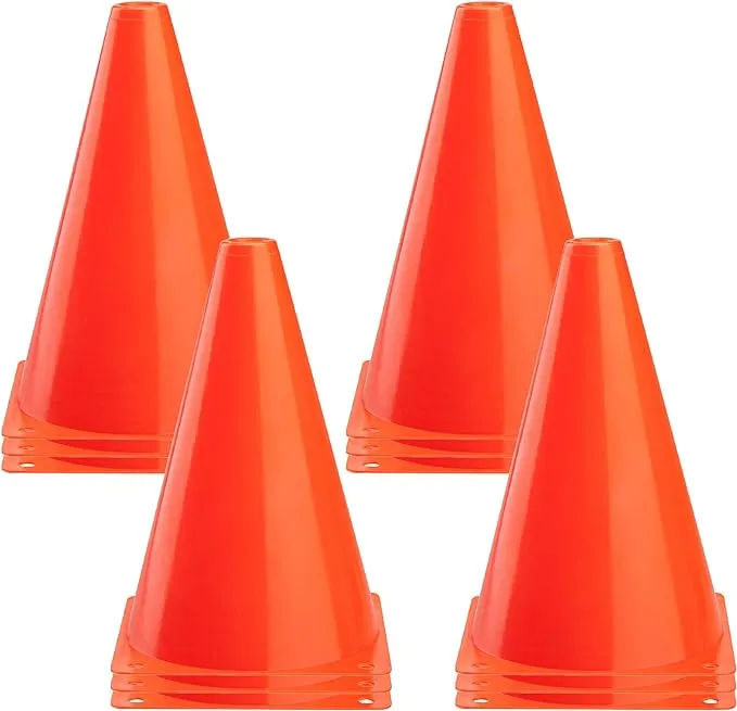 CARTMAN Plastic Training Cones (Set of 12/24 Pack 9" or 12/24 Pack 7" or 12/24 Pack Disc Cone) Agility Soccer Cones, Indoor Outdoor and Festive Events Field Marker Agility Cones