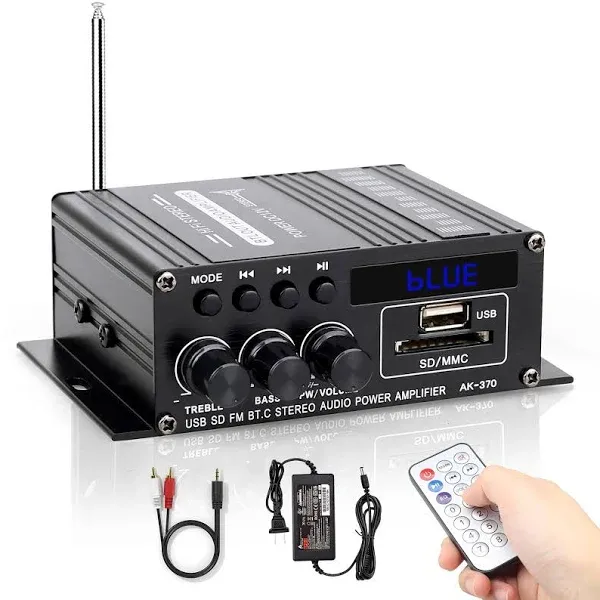 AK-370 Bluetooth Amplifier 20W+20W with Remote Control Function 2.0 Channels ...