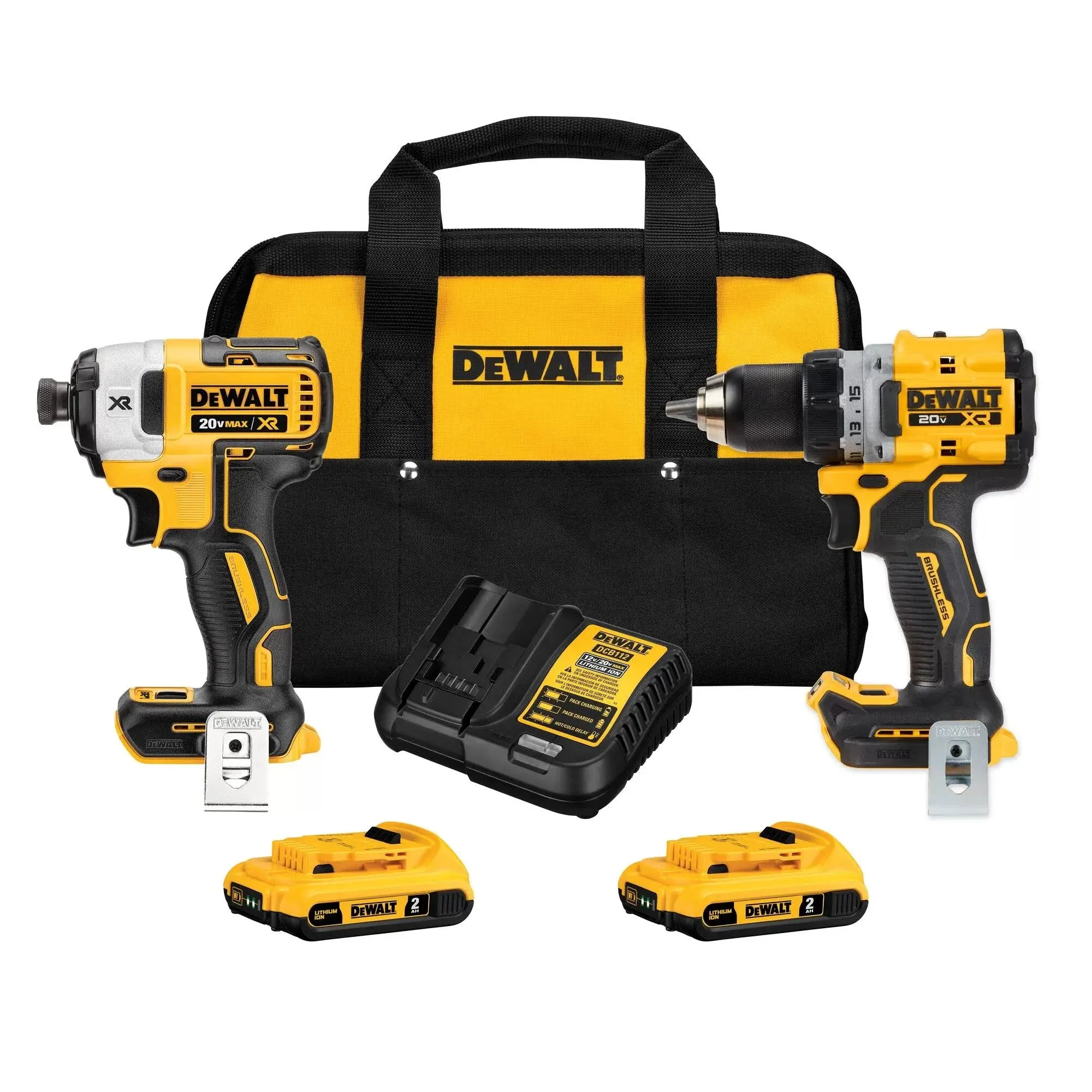 DeWalt 2-Tool 20V Max XR Lithium-Ion Brushless Drill/Driver & Impact Driver Cordless Tool Combo Kit DCK248D2