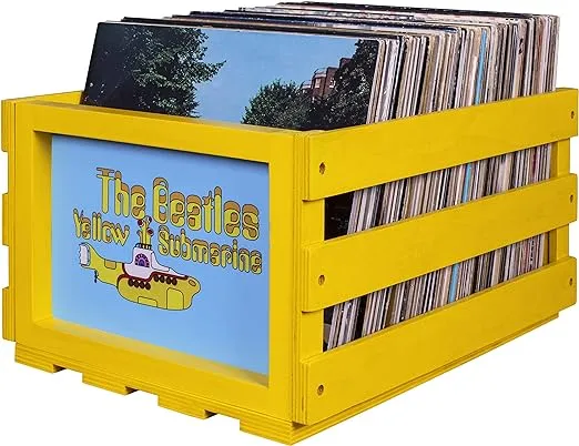 Crosley AC1004A-NA Record Storage Crate Holds Up to 75 Albums, Natural