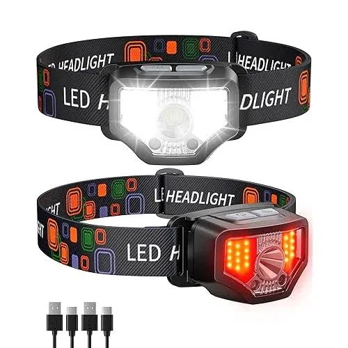 Getasi Headlamp Rechargeable 2pcs 1200 Lumen Super Bright Head Lamp LED ...