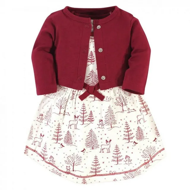 Touched by Nature Organic Cotton Dress and Cardigan, Winter Woodland