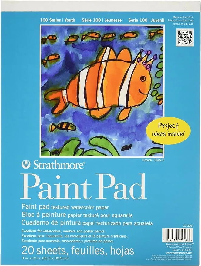 Strathmore (27-209 100 Series Youth Paint Pad, 9 by 12", 20 Sheets, White, 9x12