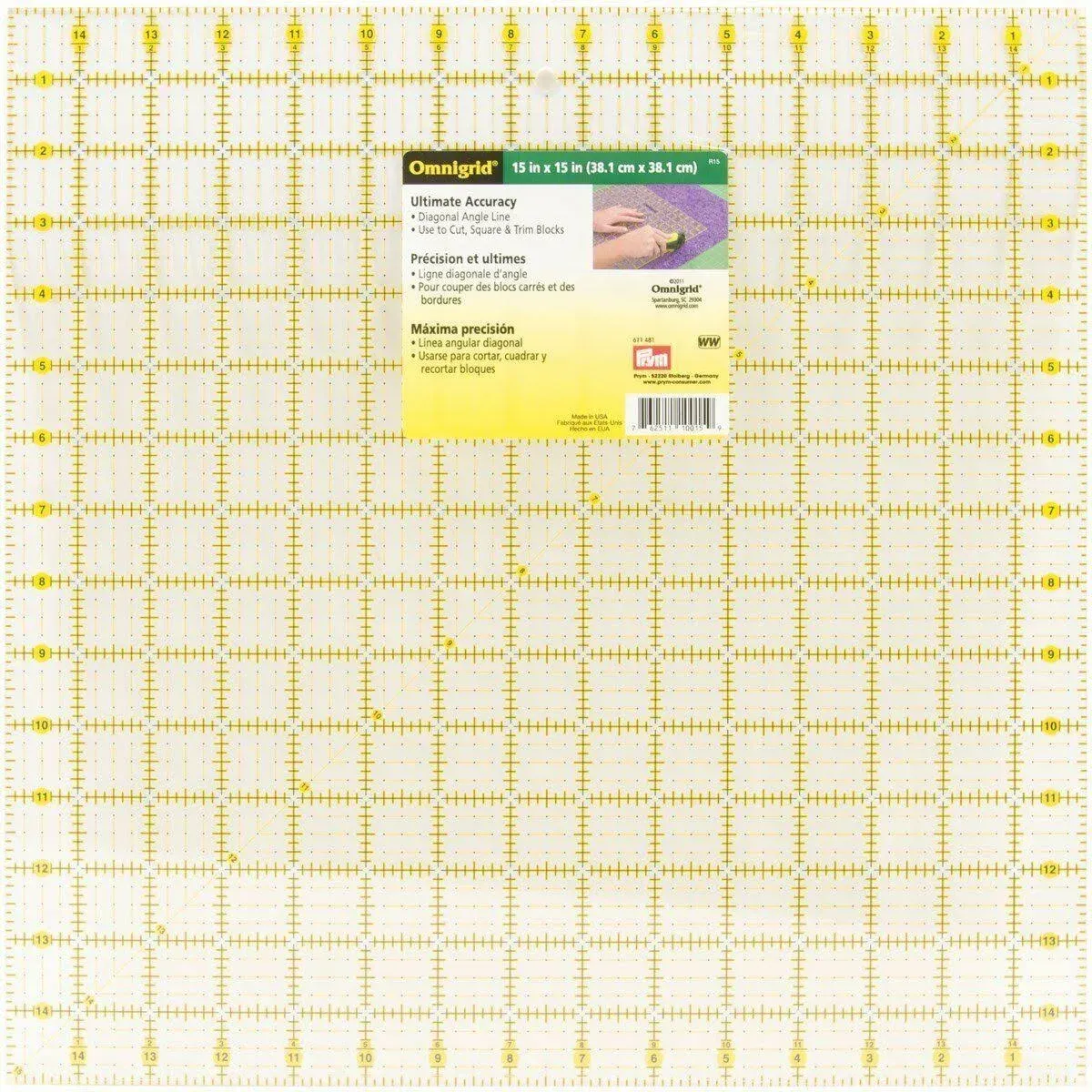 1988 Omnigrid Clear Quilting Cutting Measuring Mat 15x15 Sewing Crafts USA Made