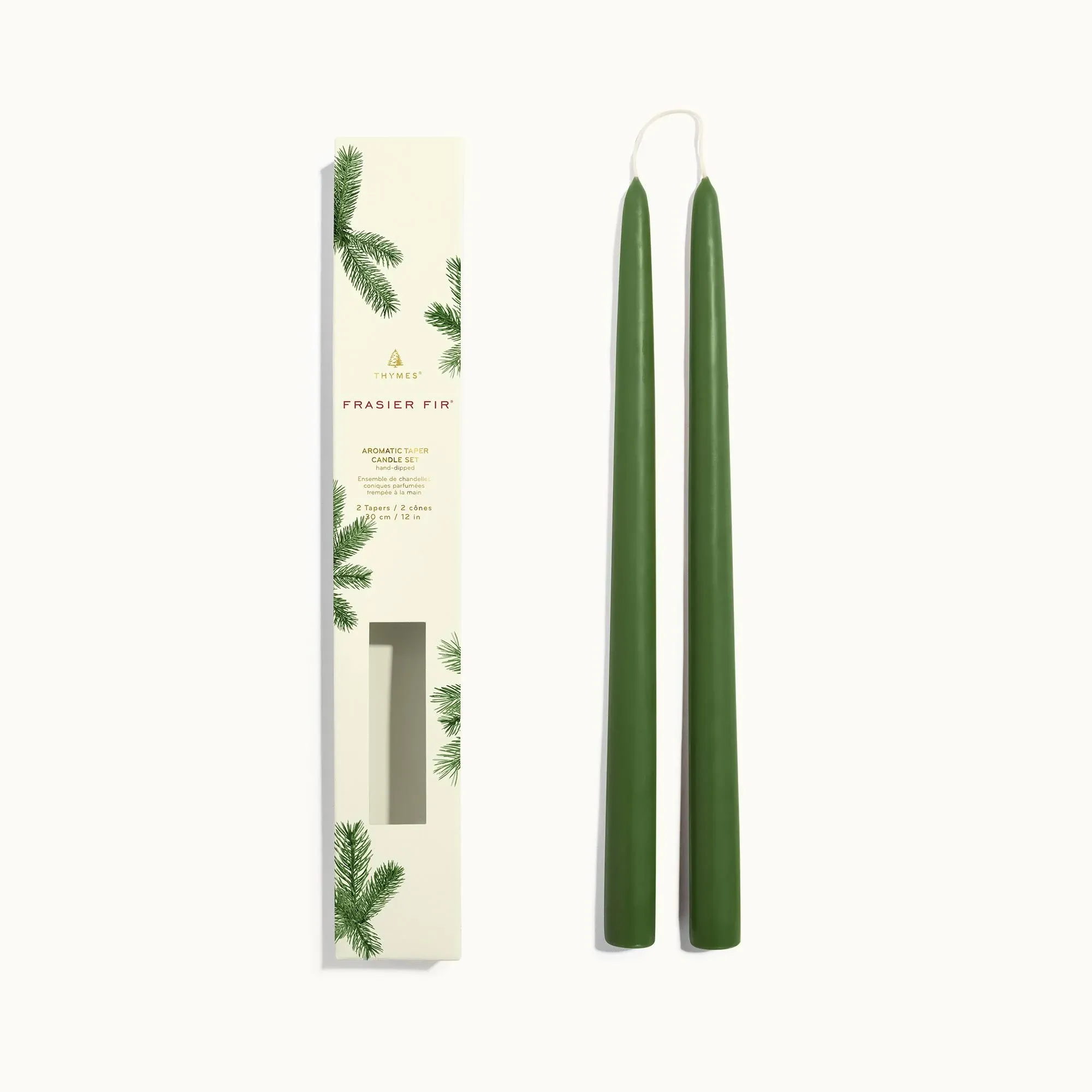 Thymes Frasier Fir 12&#034; Taper Candle Set, new, nib