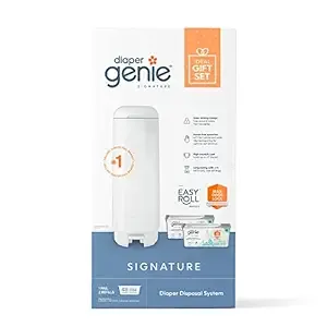 Diaper Genie Signature Pail Includes 1 Easy Roll Refill with 18 Bags | Holds Up to 846 Newborn-Sized Diapers Per Refill