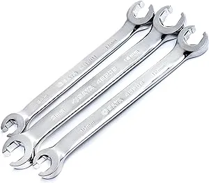 SATA 3-Piece Full-Polish Metric Flare Nut Line Wrench Set for Removing or Replacing Nuts on Fuel, Brake or Air Conditioning Lines - ST09033U