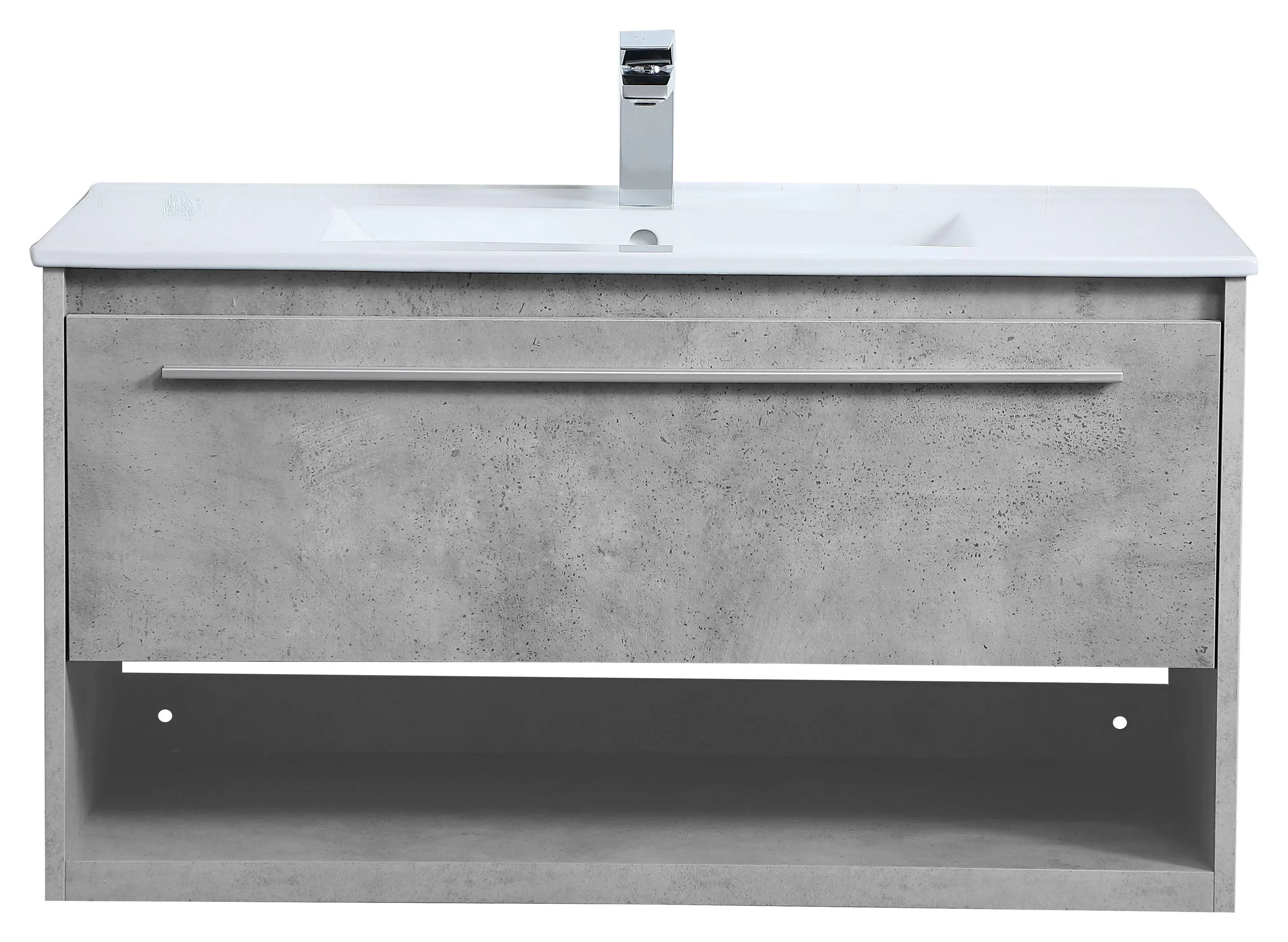 Elegant Decor Kasper 48&#034; Single Porcelain Top Floating Bathroom Vanity in Gray