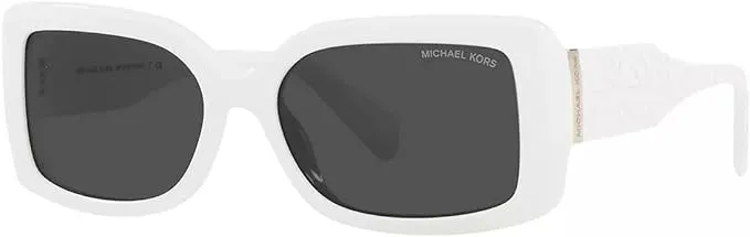 Michael Kors Woman Sunglasses Optic White Frame, Dark Grey Solid Lenses, 56MM