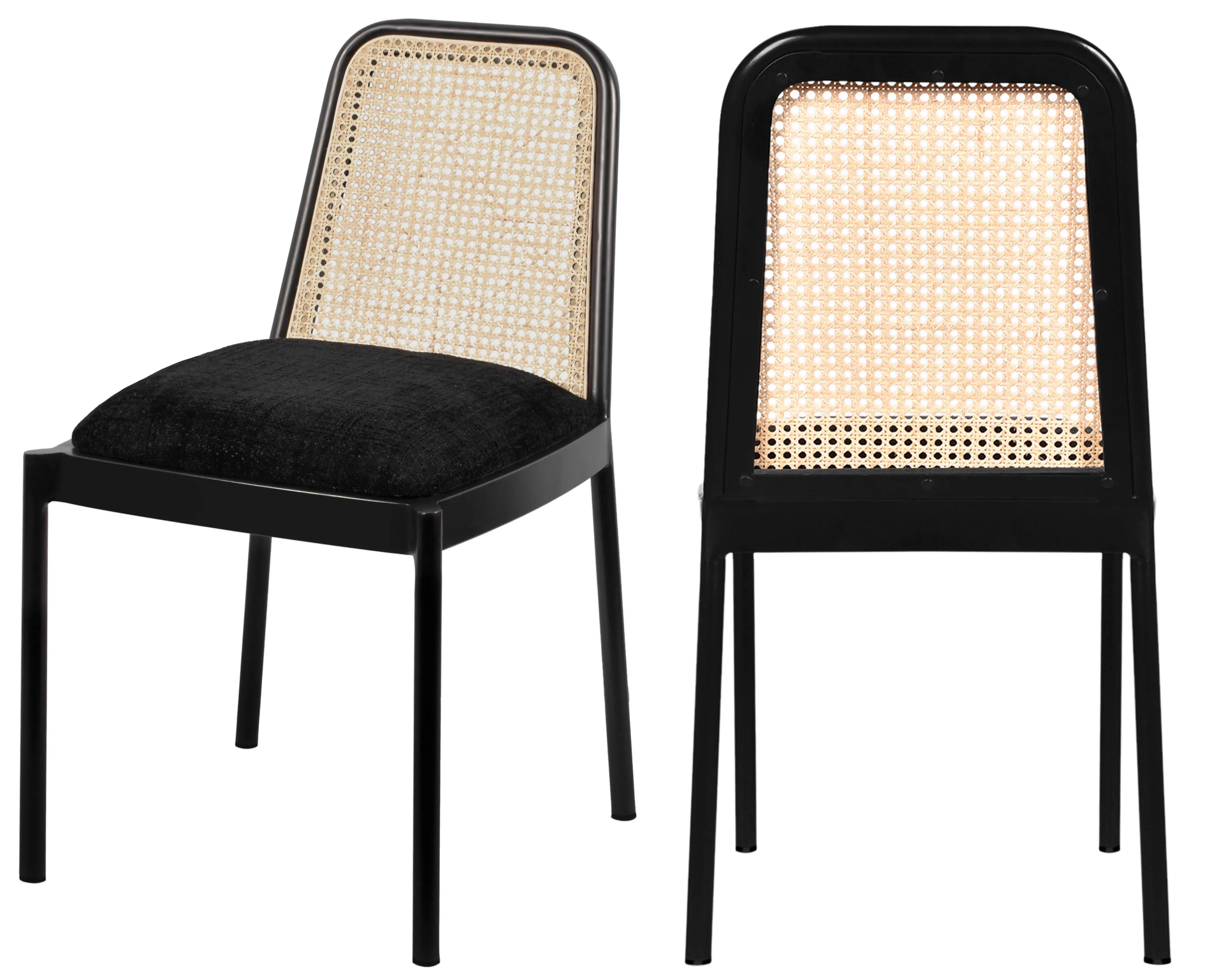 Meridian Furniture 874Black-C Atticus Collection Modern | Contemporary Boucle Fabric Upholstered Dining Chair, Set of 2, Black, 18.5" W x 20" D x 32" H