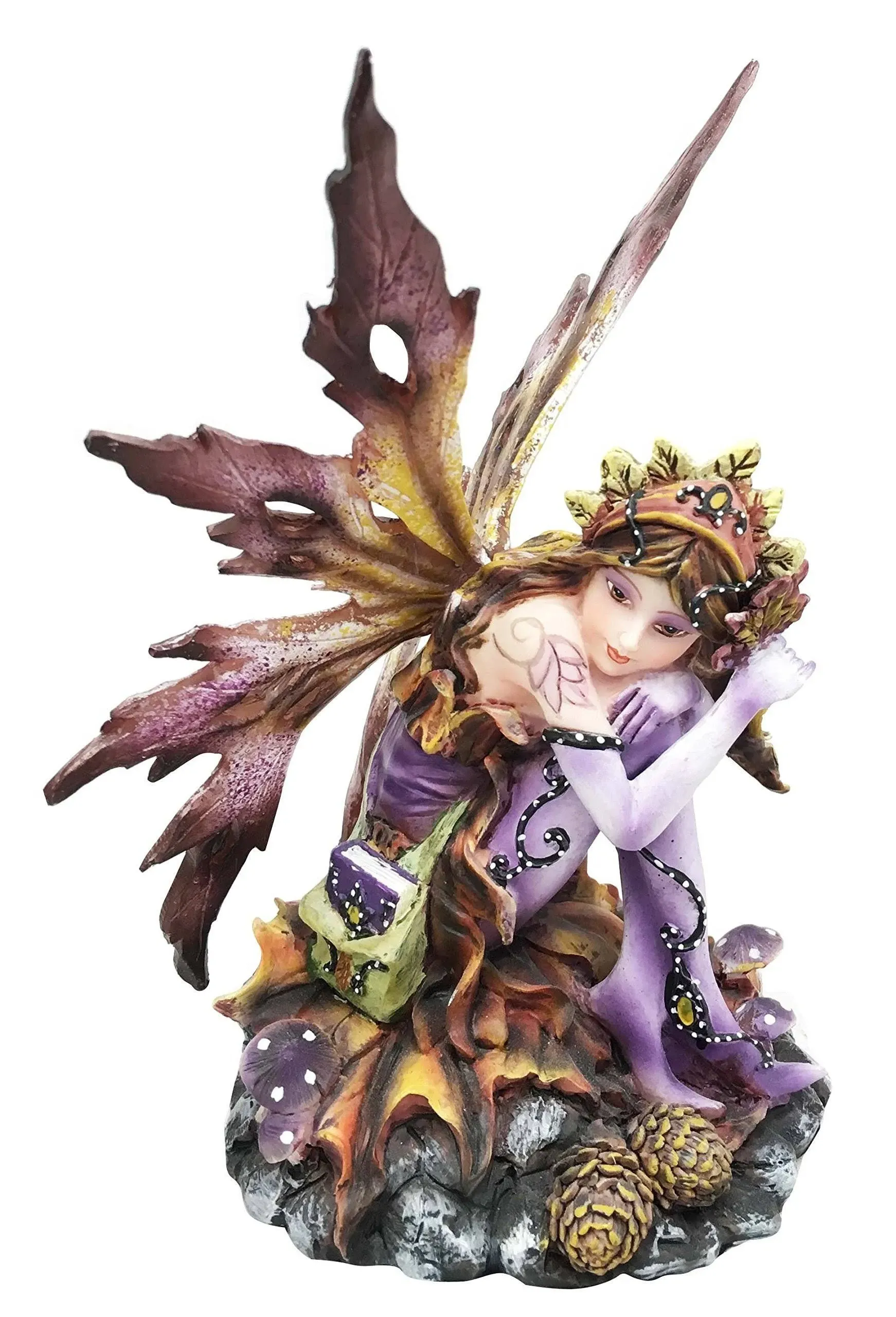 Purple Fairy Sitting Collectible Figurine Decoration Statue Décor