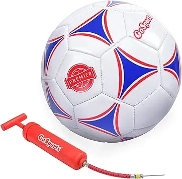 GoSports Premier Soccer Ball with Premium Pump - Available as Single Balls or 6 Packs - Choose Your Size