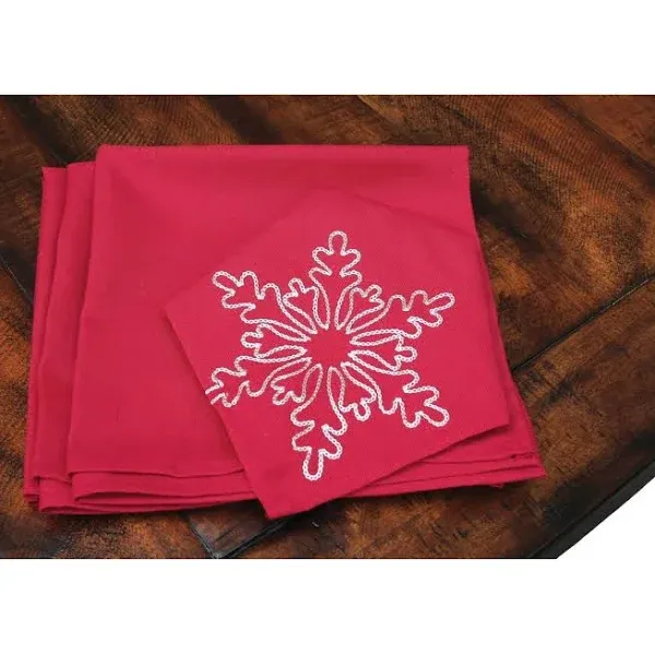 Snowy Noel Embroidered Snowflake Christmas Napkins, 20"x20", Set of 4, 20"x20" - Transitional - Napkins - by Xia Home Fashions | Houzz