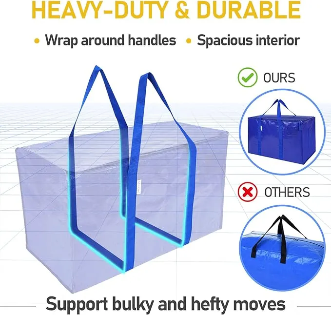 TICONN Extra Large Moving Bags with Zippers & Carrying Handles