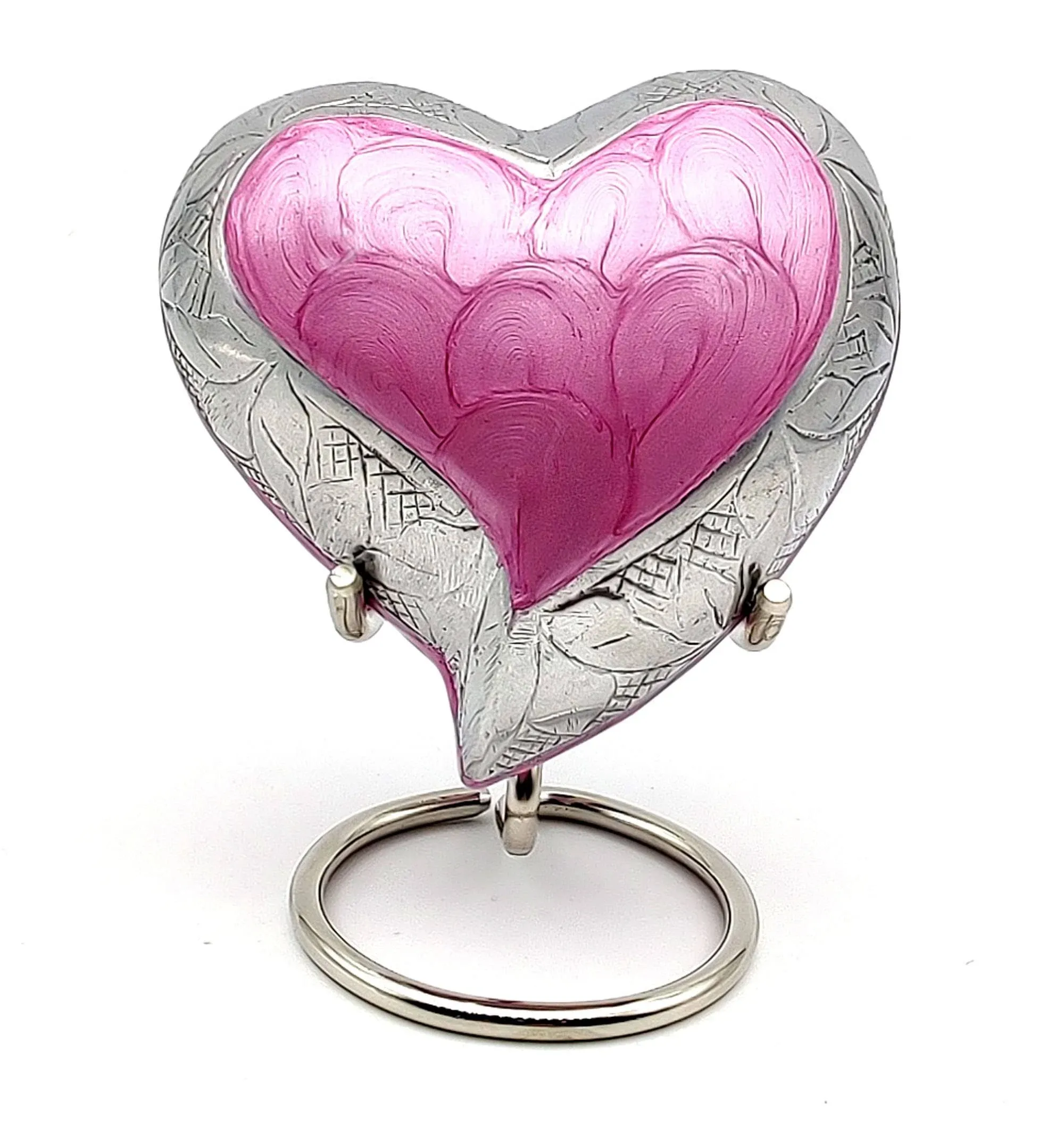 Pink Heart Keepsake Urn - Mini Ash Small Handcrafted Cremation 