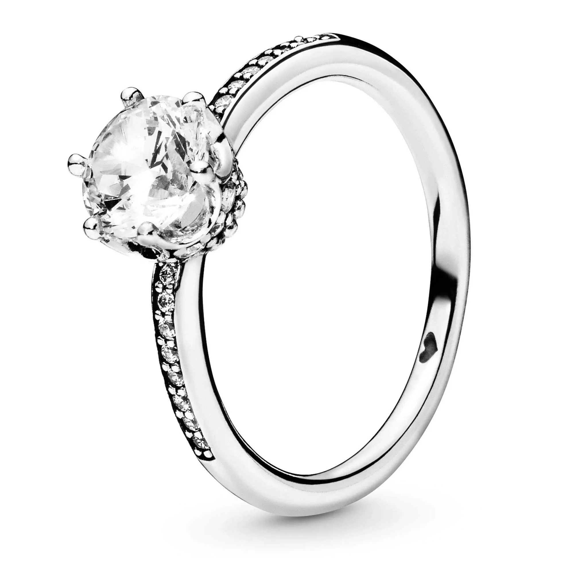 Clear Sparkling Crown Solitaire Ring